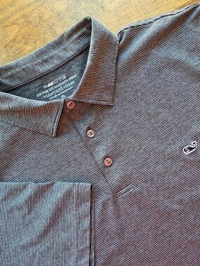 Vineyard Vines XL Sankaty Polo Shirt Mens Golf OTG Black/White Short Sleeve